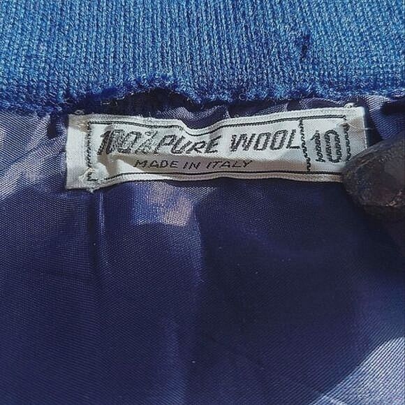 Vtg 60s blue 100% wool pencil skirt - Picture 3 of 14